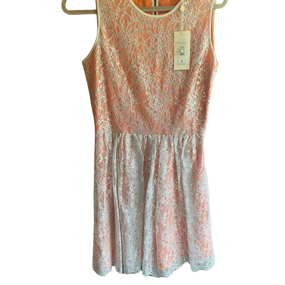 ERIN Erin Fetherston Metallic Lace Dress Size 6 Cantaloupe- NWT - Picture 2 of 11